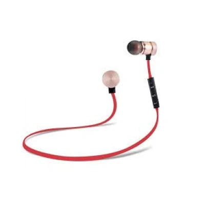 Casti audio Bluetooth sport stereo cu suport magnetic rosu auriu