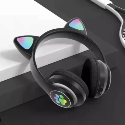 Casti Bluetooth Telefon Pliabile Model Pisica Hi-Fi LED
