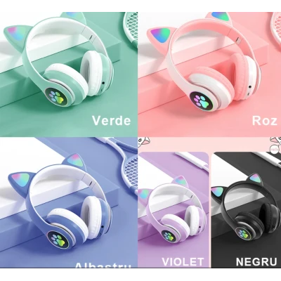 Casti fara fir pentru copii RD B450 Bluetooth design urechi pisica