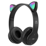 Casti Wireless copii urechi pisica P47M bluetooth handsFree hifi bass stereo LED