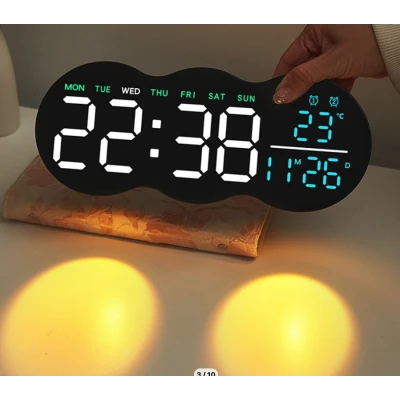 Ceas de masa sau perete digital LED 2808 cu lumina ambientala calda si functie de numaratoare inversa