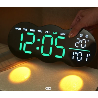 Ceas de masa sau perete digital LED 2808 cu lumina ambientala calda si functie de numaratoare inversa