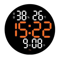 Ceas de perete electronic RD A330 afisaj PORTOCALIU temperatura umiditate data