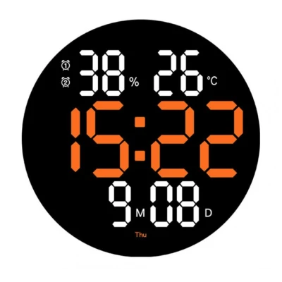 Ceas de perete electronic RD A330 afisaj PORTOCALIU temperatura umiditate data