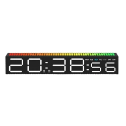 Ceas decorativ ecran LED RGB functie de captare a sunetului afisare ora alarma 3 niveluri de reglare a luminozitatii