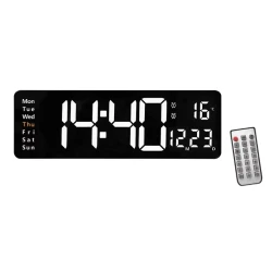 Ceas Digital de Perete RD AB6626 afisaj ALB Functie de Termometru Calendar Temporizator Alarma Dubla