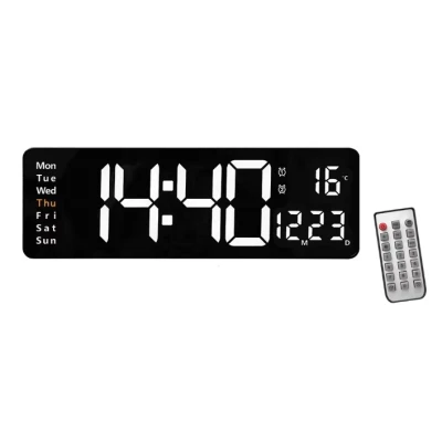 Ceas Digital de Perete RD AB6626 afisaj ALB Functie de Termometru Calendar Temporizator Alarma Dubla