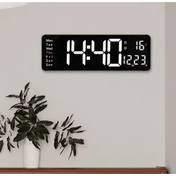 Ceas Digital de Perete RD AB6626 afisaj ALB Functie de Termometru Calendar Temporizator Alarma Dubla