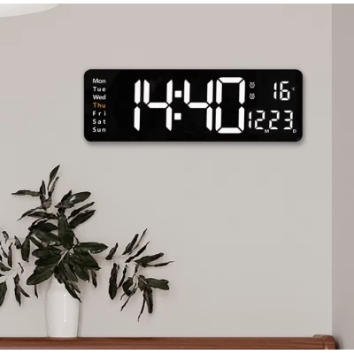 Ceas Digital de Perete RD AB6626 afisaj ALB Functie de Termometru Calendar Temporizator Alarma Dubla