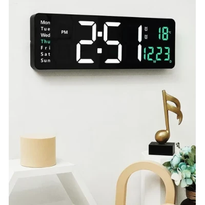 Ceas Digital de Perete RD AL6626 afisaj VERDE Functie de Termometru Calendar Temporizator Alarma Dubla