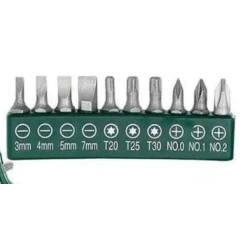 Cheie  8 piese tip clichet  maner VERDE  (10 biti si 6 tubulare 1/4 ) multifunctionala 
