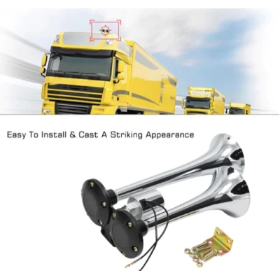 Claxon auto Camion cu 2 goarne 12V electrovalva inclusa