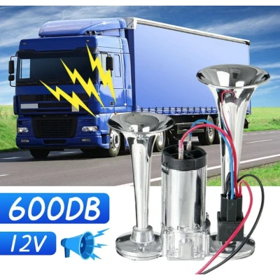Claxon Chrome SL 1020 cu 2 goarne si compresor putere 12V
