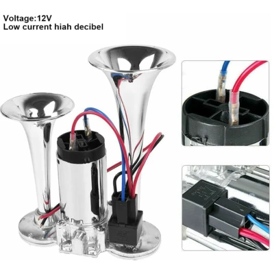 Claxon Chrome SL 1020 cu 2 goarne si compresor putere 12V