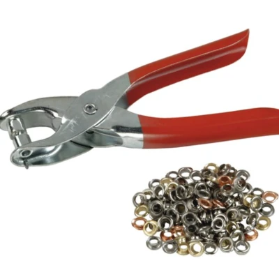 Cleste rosu pentru capsat din metal cu capse incluse si manere antiaderente