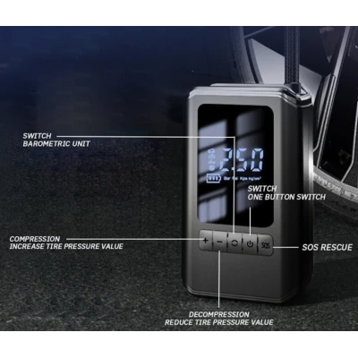 Compresor auto cu display digital 130PSI wireless Putere 60W