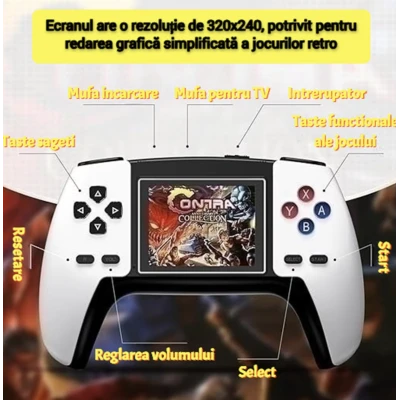 UB Consola de jocuri video P5 portabila 520 Jocuri Retro display rezolutie 320x240