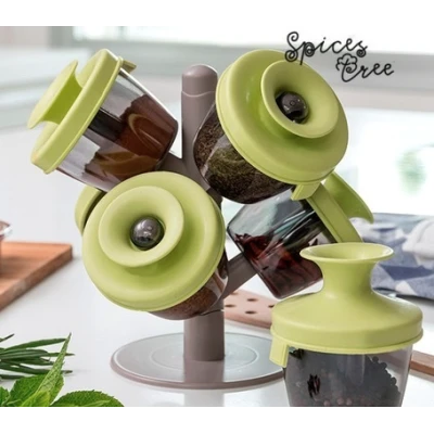 Copacel Spice Rack cu 6 recipiente pentru condimente + suport inclus