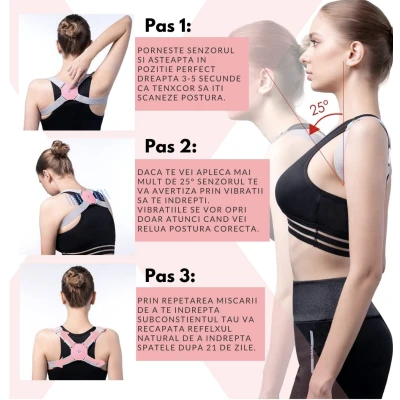Corset pentru corectarea si indreptarea coloanei si a umerilor cu senzor inteligent