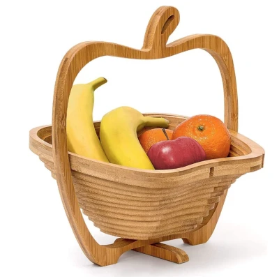 Cos de fructe pliabil in forma de mar din bambus