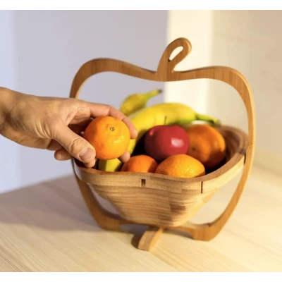 Cos de fructe pliabil in forma de mar din bambus