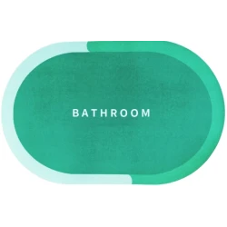 Covoras oval pentru baie model Bathroom absorbant si antiderapant verde 58x40cm