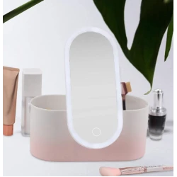 Cutie organizator depozitare farduri pentru calatorie cu oglinda cosmetica