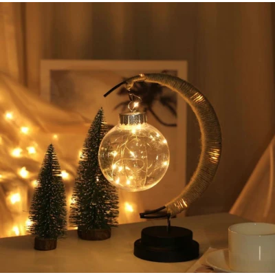 Decoratiune luminoasa semi-luna cu glob