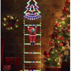 Decoratiune Scara lui Mos Craciun luminoasa Led multicolor 25x160 cu model BRADULET