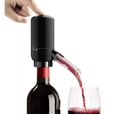 Dispenser si Aerator Electric pentru Sticla de Vin LED Negru