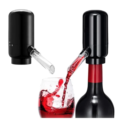 Dispenser si Aerator Electric pentru Sticla de Vin LED Negru