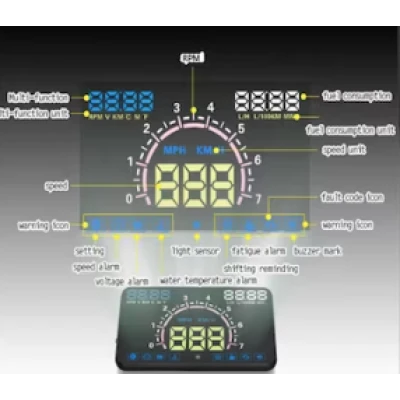 Display Auto Head Up E350 Kilometraj Cu Multiple Functii Si Proiectie Parbriz