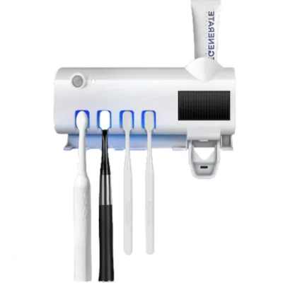 Dozator pentru pasta de dinti cu sterilizator UV pentru periute