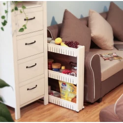 Dulap ingust din plastic cu roti si 3 rafturi