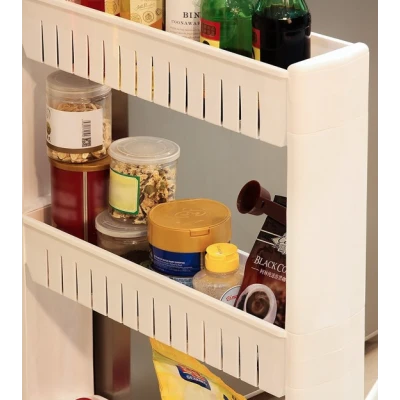 Dulap ingust din plastic cu roti si 3 rafturi