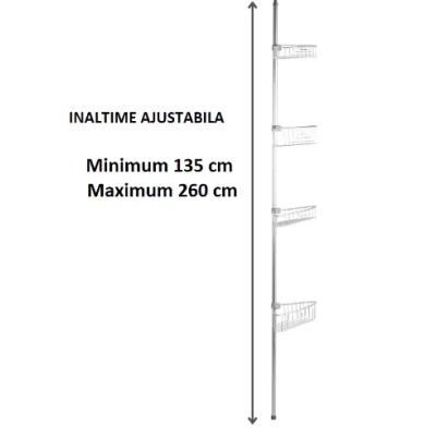 Etajera colt pentru baie Multi Corner Shelf GY-188 inaltime 100-320 cm