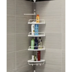 Etajera colt pentru baie si dus 4 rafturi inaltime reglabila montare pe colt pana la 320 cm