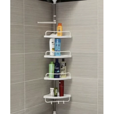 Etajera colt pentru baie si dus 4 rafturi inaltime reglabila montare pe colt pana la 320 cm