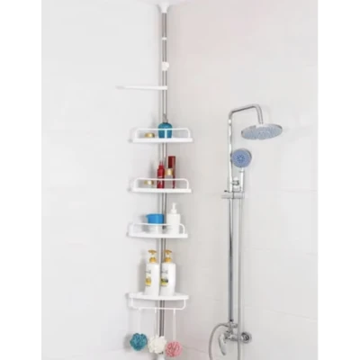 Etajera colt pentru baie si dus 4 rafturi inaltime reglabila montare pe colt pana la 320 cm