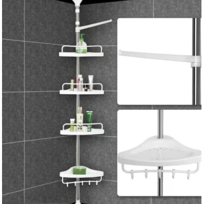 Etajera colt pentru baie si dus 4 rafturi inaltime reglabila montare pe colt pana la 320 cm