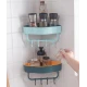 Etajera de colt pentru baie bucatarie cu ventuze sau lipici albastru
