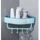 Etajera de colt pentru baie bucatarie cu ventuze sau lipici albastru