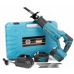 Fierastrau sabie electric German Meister XR cu 2 acumulatori 5Ah 24V 1 panza albastru