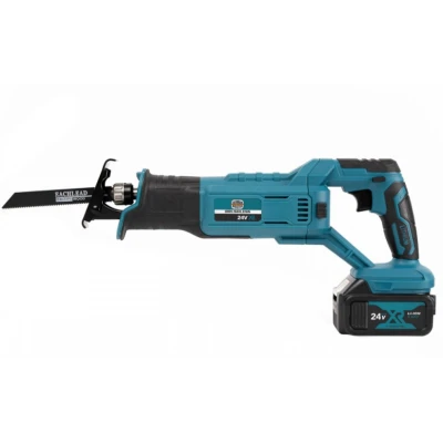 Fierastrau sabie electric German Meister XR cu 2 acumulatori 5Ah 24V 1 panza albastru
