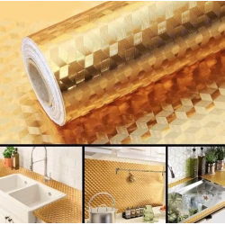 Folie Aluminiu Autoadeziva Efect 3D, AURIE pentru Bucatarie, 60 x 300cm