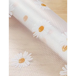 Folie de protectie pentru rafturi 45 x 300cm cu floricele albe 