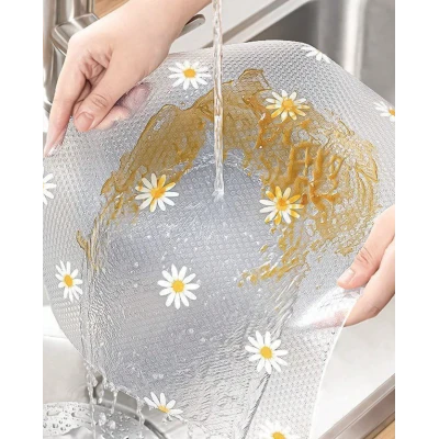 Folie de protectie pentru rafturi 45 x 300cm cu floricele albe