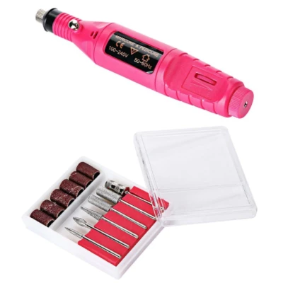 Freza Unghii Roz include 5 pile 5 capete abrazive Viteza Reglabila Semiprofesionala ALIMENTARE USB