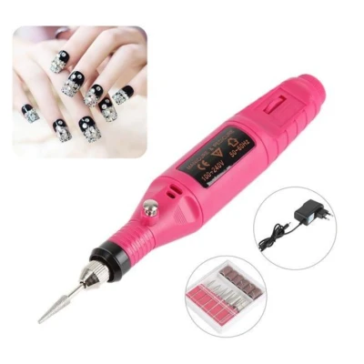 Freza Unghii Roz include 5 pile 5 capete abrazive Viteza Reglabila Semiprofesionala ALIMENTARE USB
