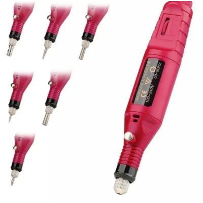 Freza Unghii Roz include 5 pile 5 capete abrazive Viteza Reglabila Semiprofesionala ALIMENTARE USB